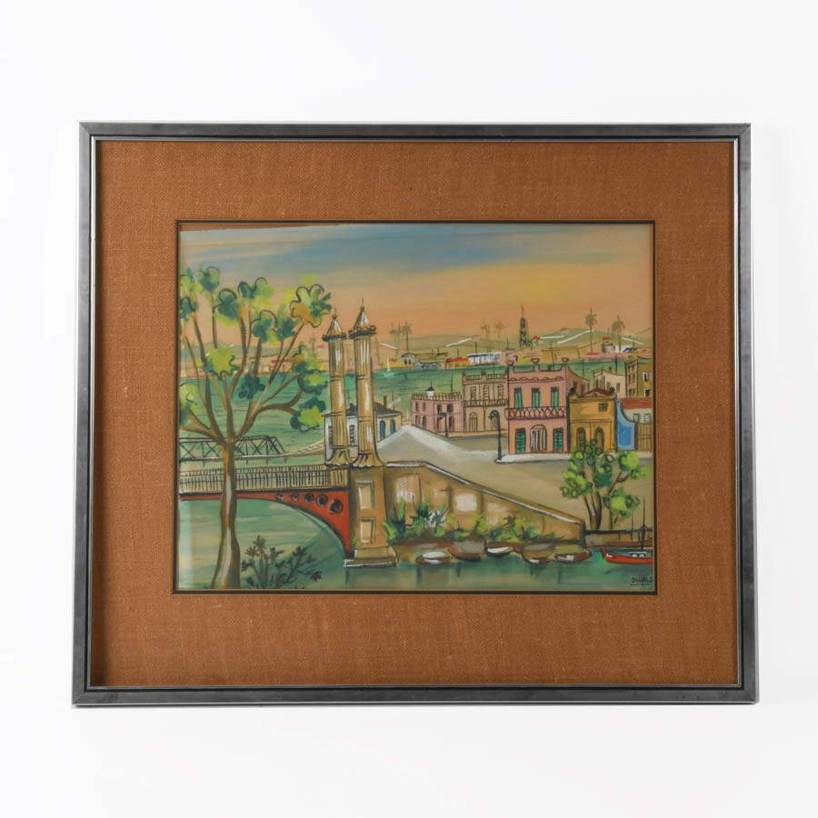 Framed Signed Osvaldo Gutierrez Golden Hour Skyline Artwork-1