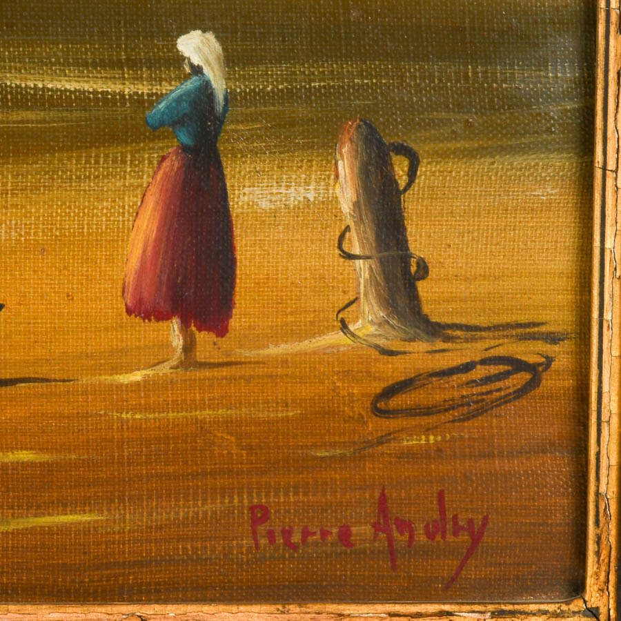 Framed Signed Sailboats at Shore Oil on Canvas-5