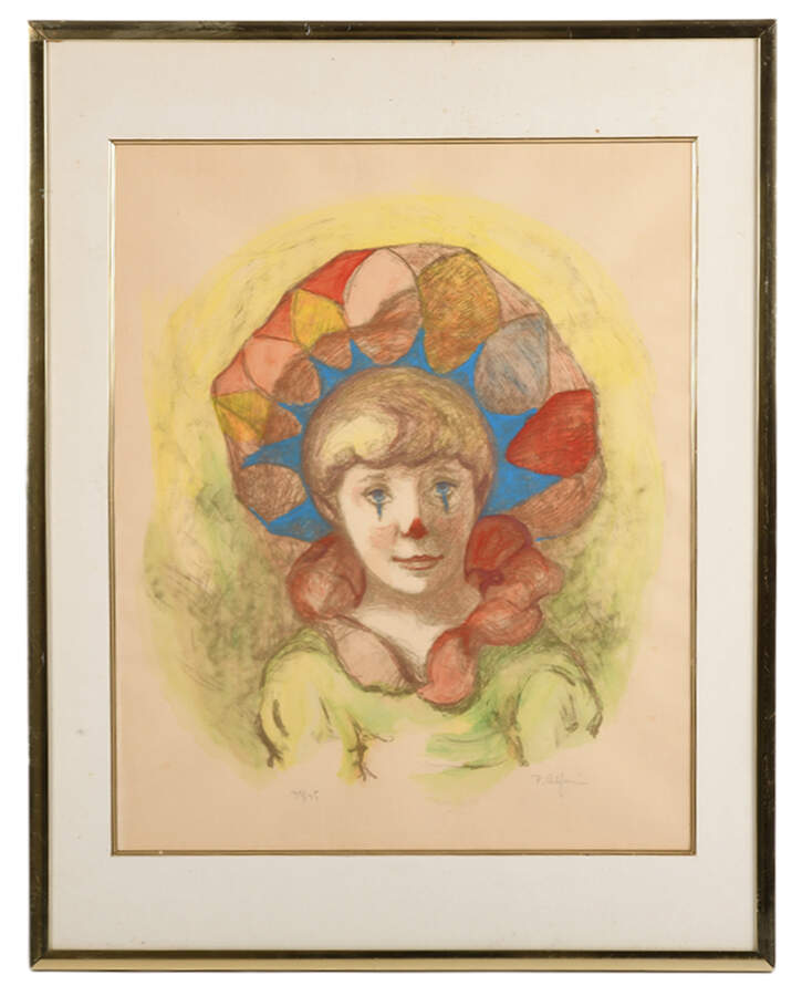 Signed Philippe Alfieri "Clown Portrait" Limited-Edition 37/175 Lithograph-1