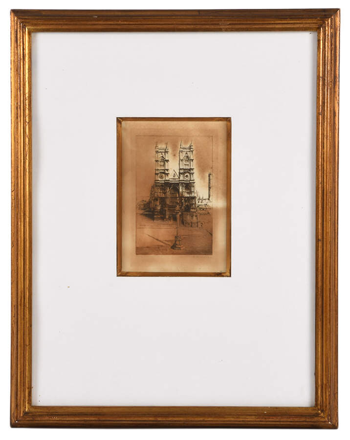Framed Signed Etching of Westminster Abbey-1
