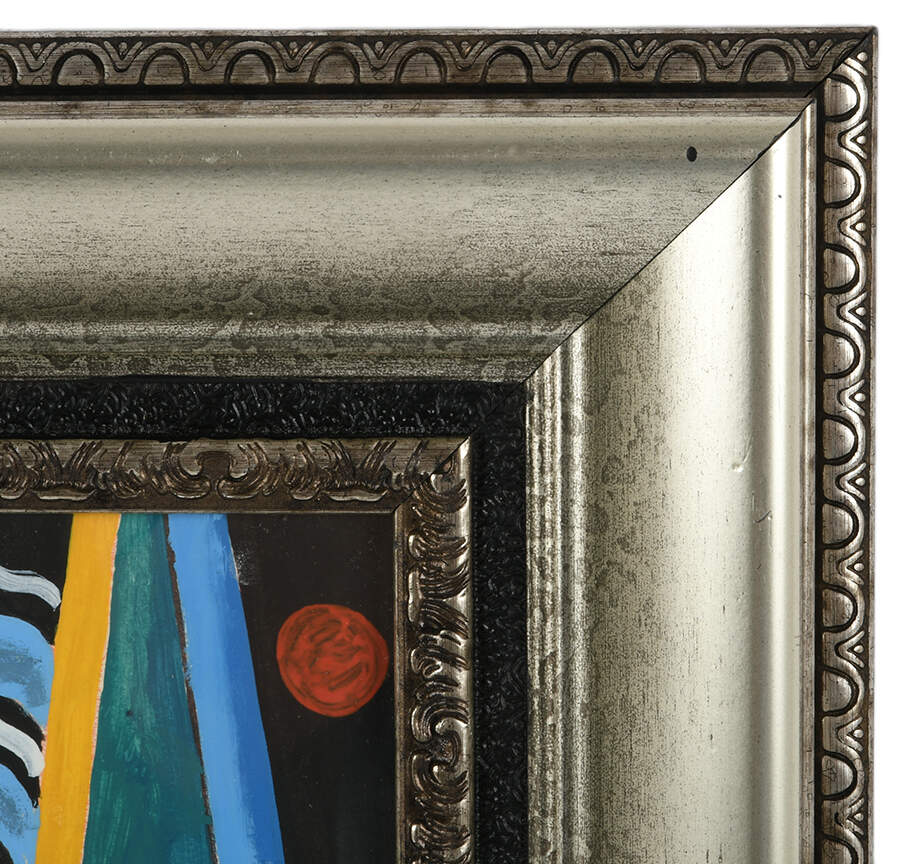 Framed "Jazz Geometry" Mixed Media on Board-4