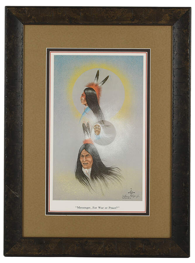 Signed Johnny Tiger Jr "Messenger for War or Peace" Lithograph-1