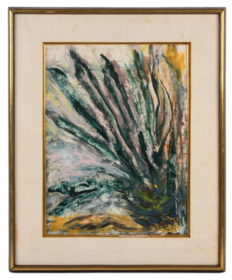 Framed J. Akston "Untitled 1976" Mixed Media Artwork-1