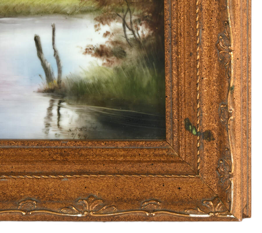 Framed Signed Still Pastures, Gentle Stream on Glass-3