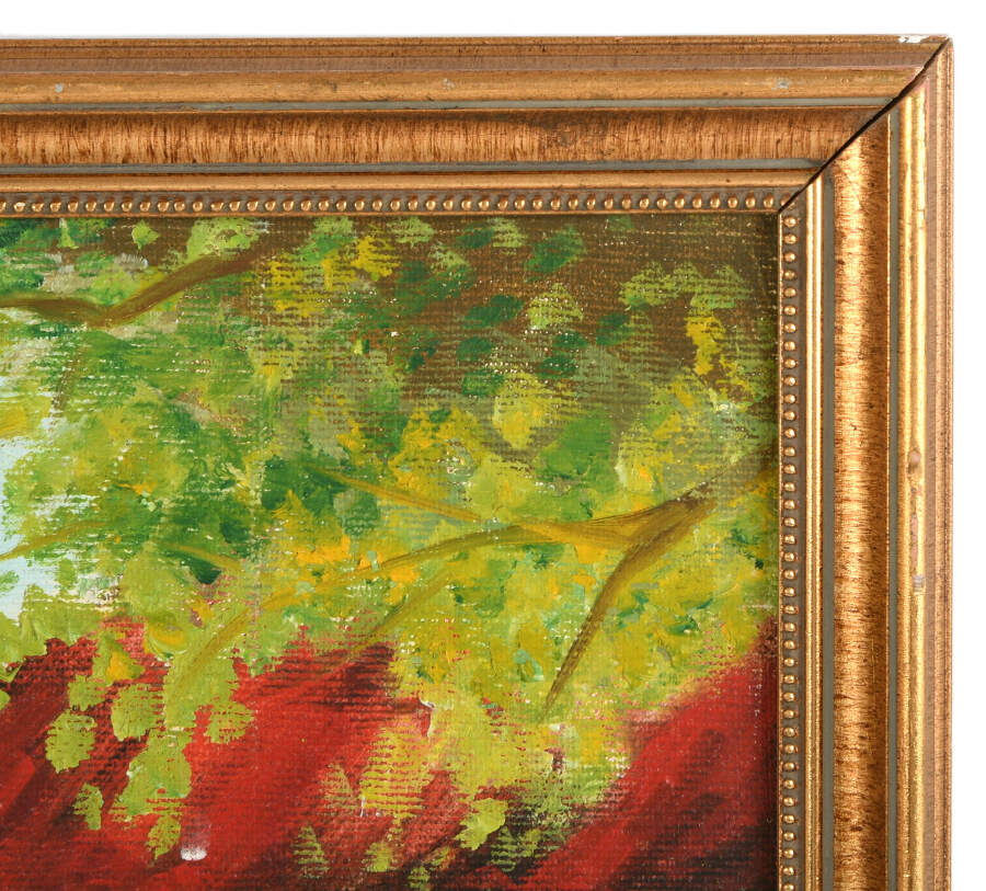 Framed Signed Afternoon Promenade Oil on Board-5