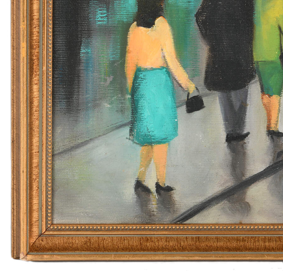 Framed Signed Afternoon Promenade Oil on Board-4