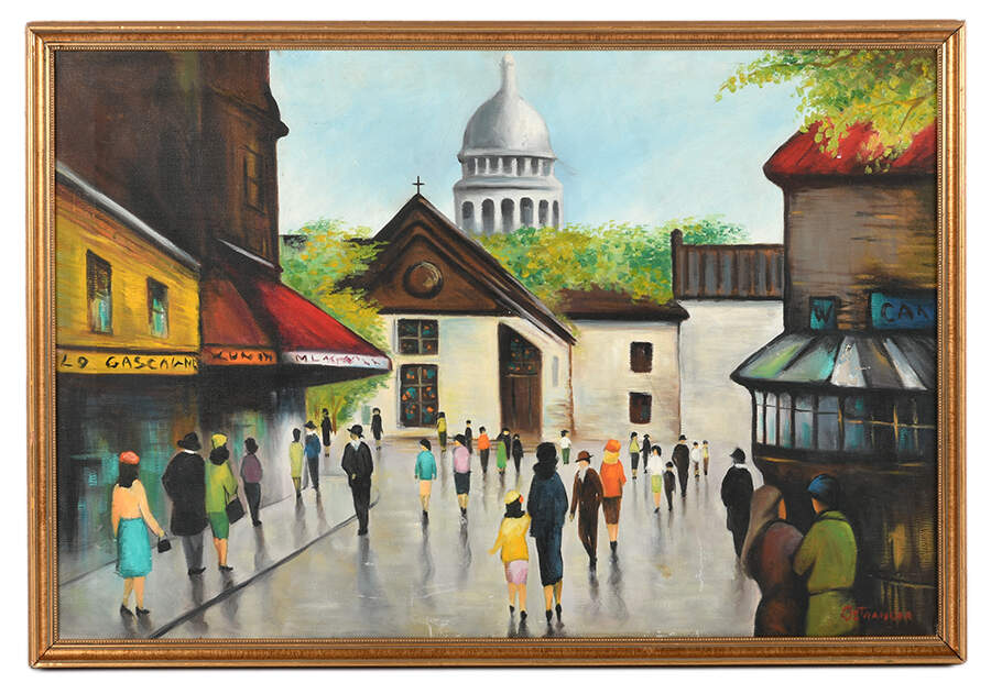 Framed Signed Afternoon Promenade Oil on Board-1