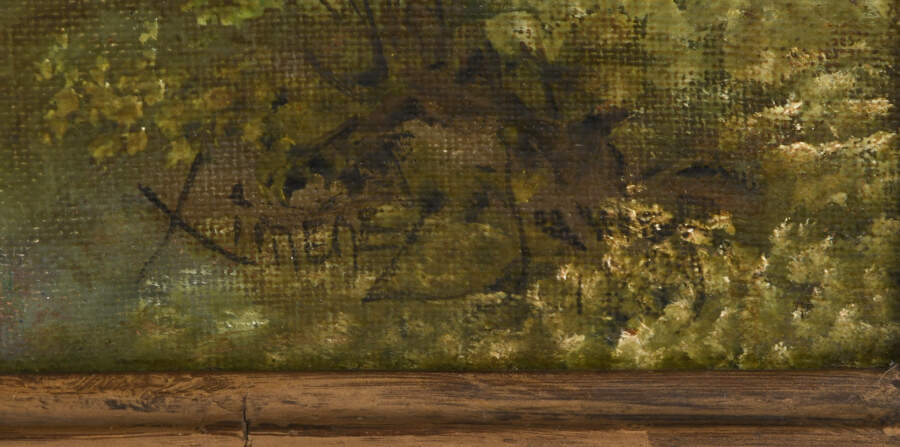 Framed Signed Whispers of a Quiet Village Oil on Canvas-5