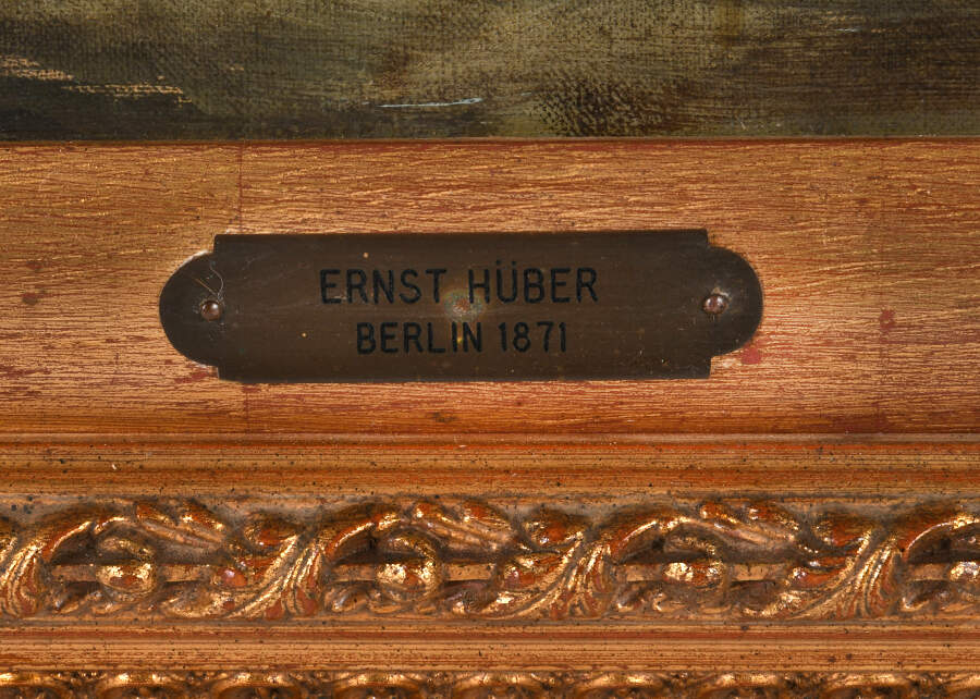 Framed Signed Ernst Huber "Cellar Scene" Oil on Canvas-6