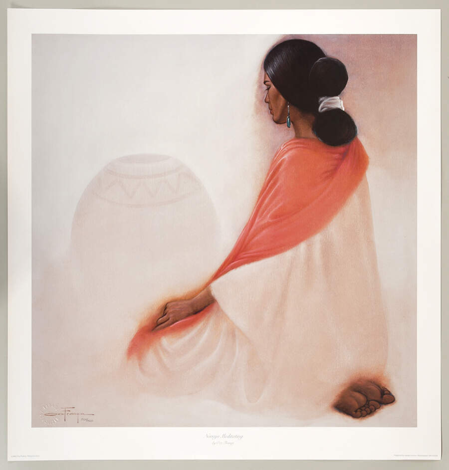 Signed Ozz Franca Limited-Edition 1502/4000 "Navajo Meditating" Print-1