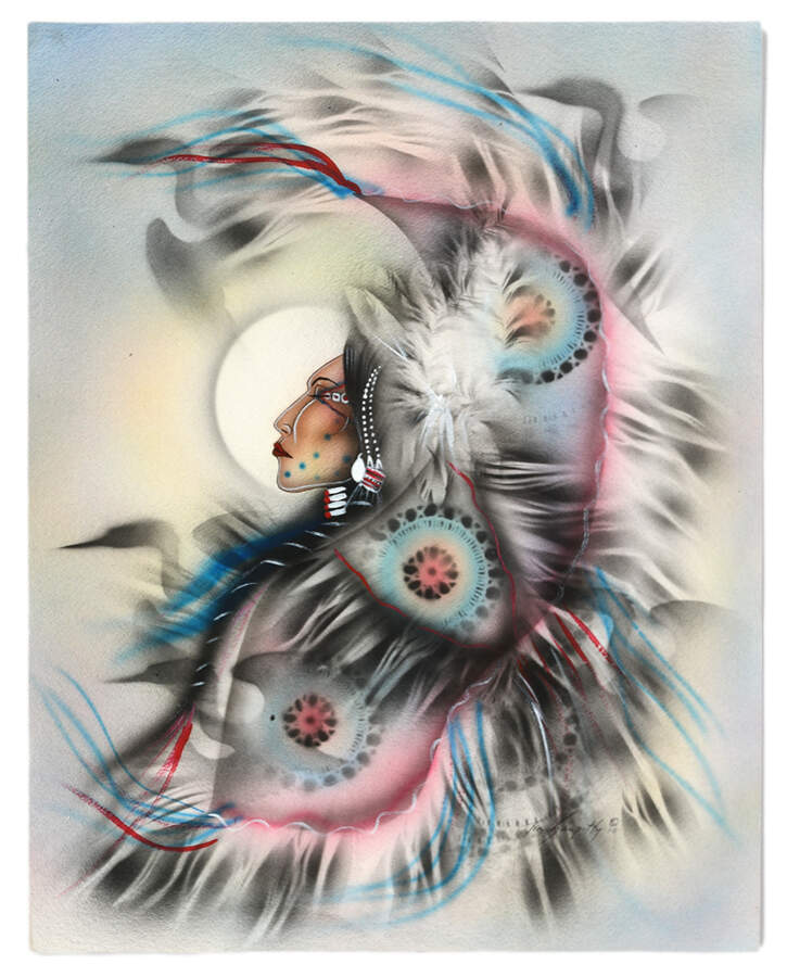 Signed Saupitty "Comanche Warrior Woman" Artwork-4