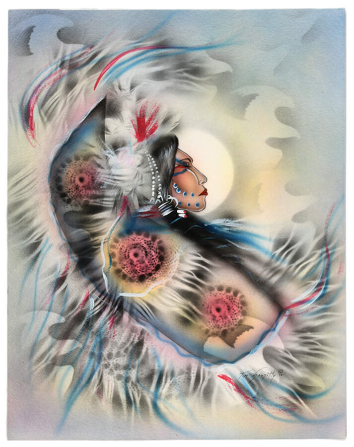 Signed Saupitty "Comanche Warrior Woman" Artwork-1