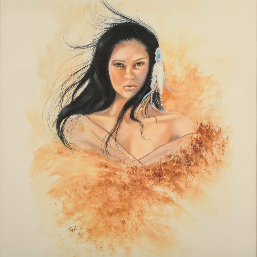 Framed Signed Cathy "Cat" Corcilius Hawk's Woman Limited-Edition Lithograph-2