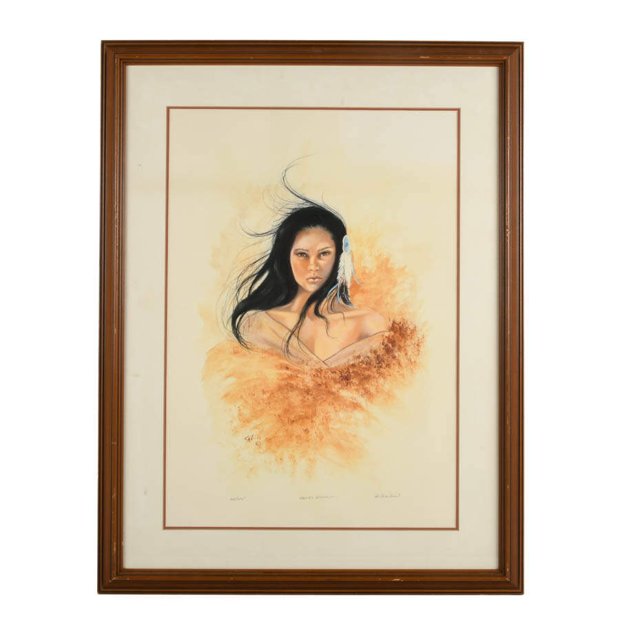 Framed Signed Cathy "Cat" Corcilius Hawk's Woman Limited-Edition Lithograph-1