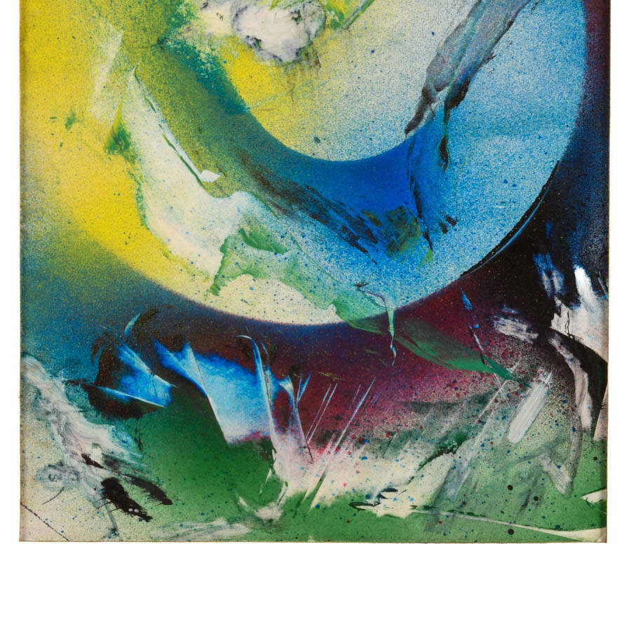 Framed J. Akston "Untitled" Enamel on Paper Painting-4