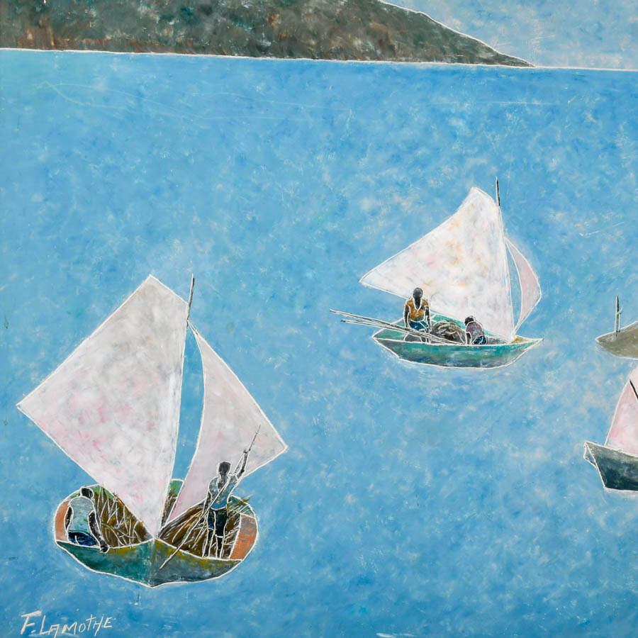 Framed Signed Journey from the Shore Paint on Board-5