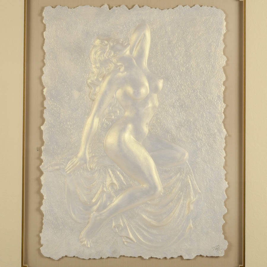 Framed Female Form Cast Paper Sculpture by Roberta Peck-2