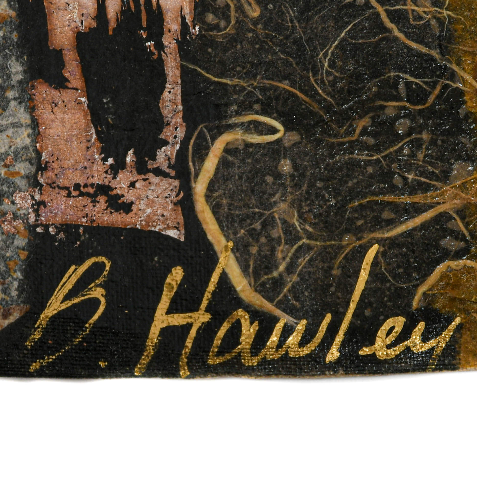 Signed Bonny Hawley Lady in the Garden Mixed Media Tapestry Painting-7