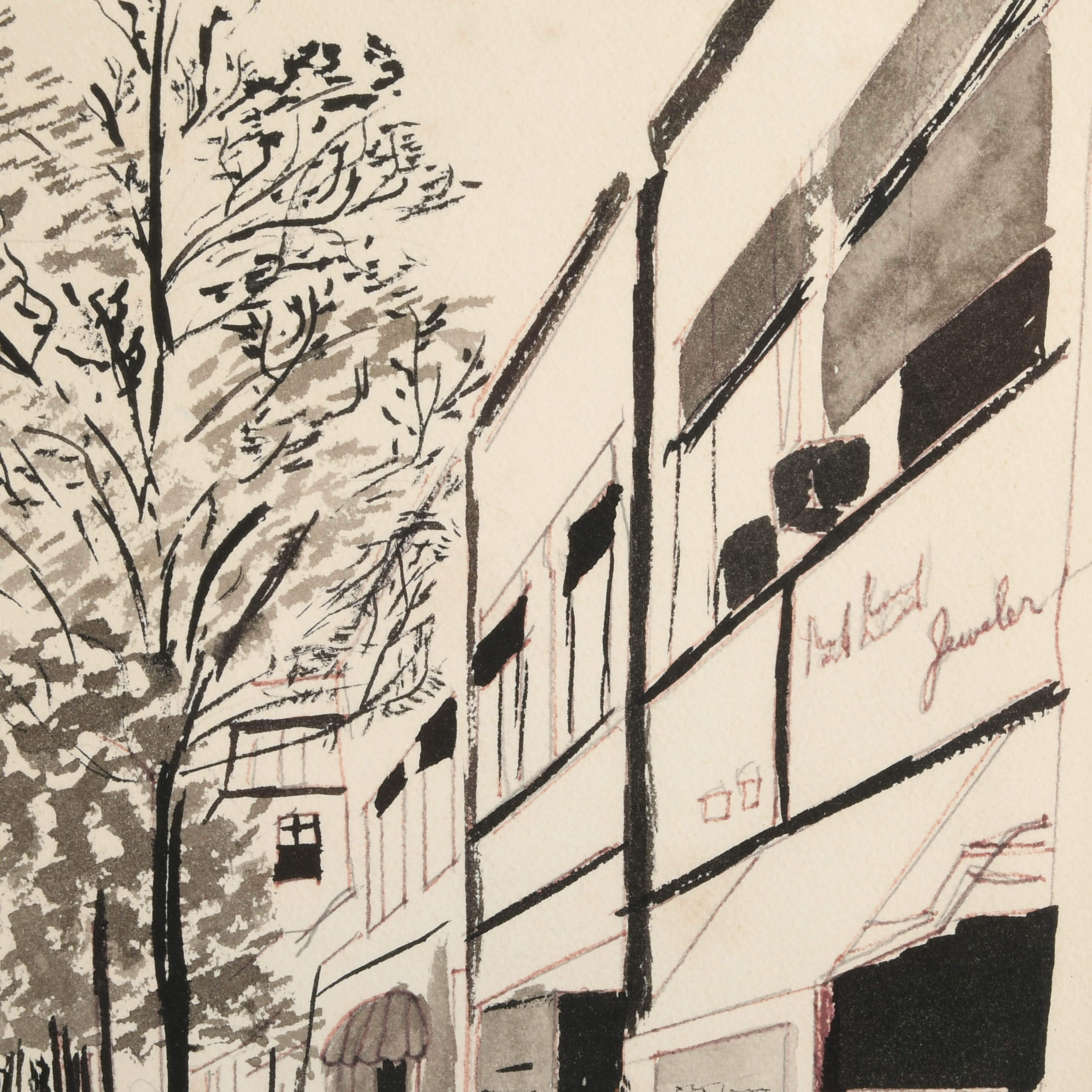 Framed Signed Annette C. Blacken "Landscape Exterior" Pen and Ink-4