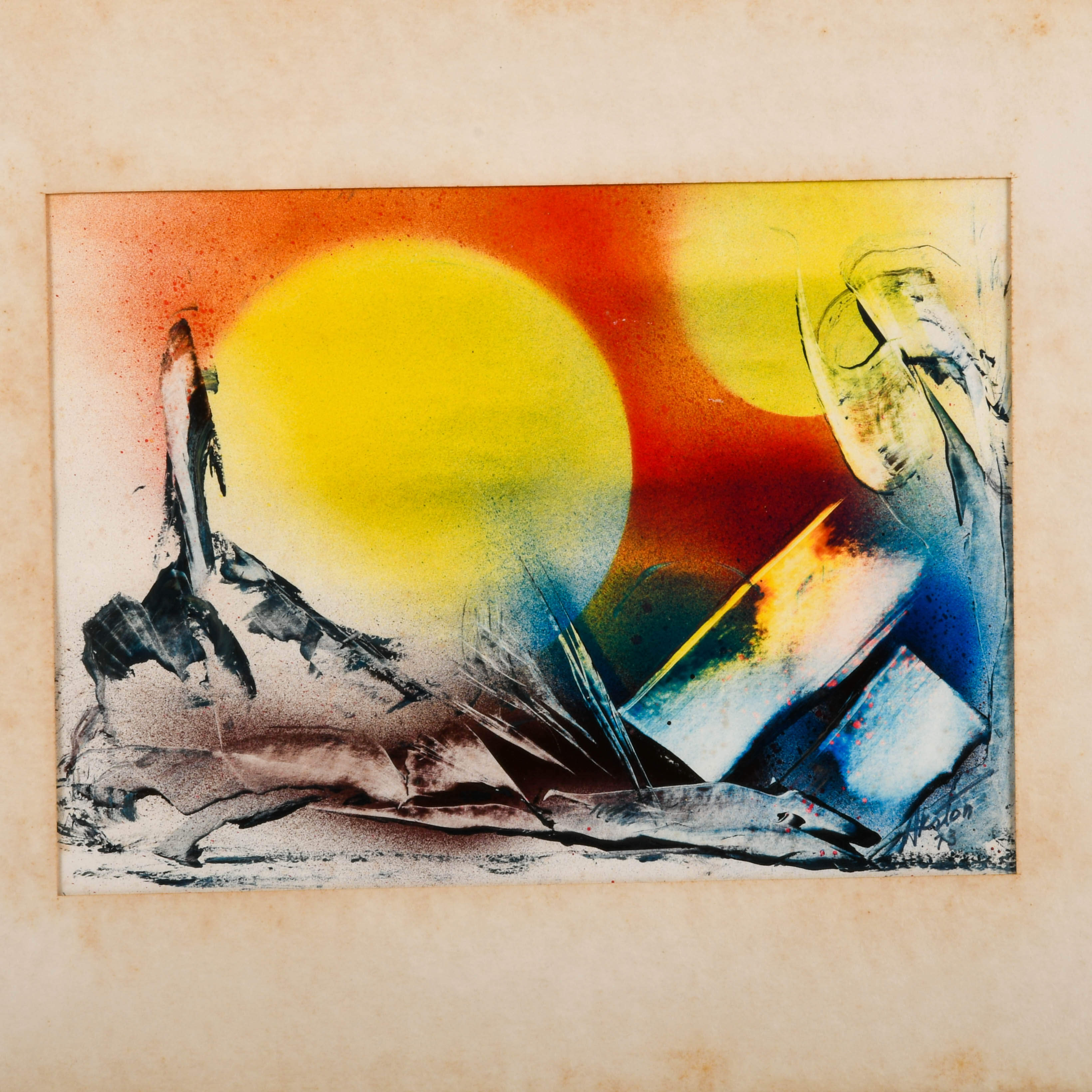 Framed J. Akston "Moonlight Euphoria" Oil on Paper-2