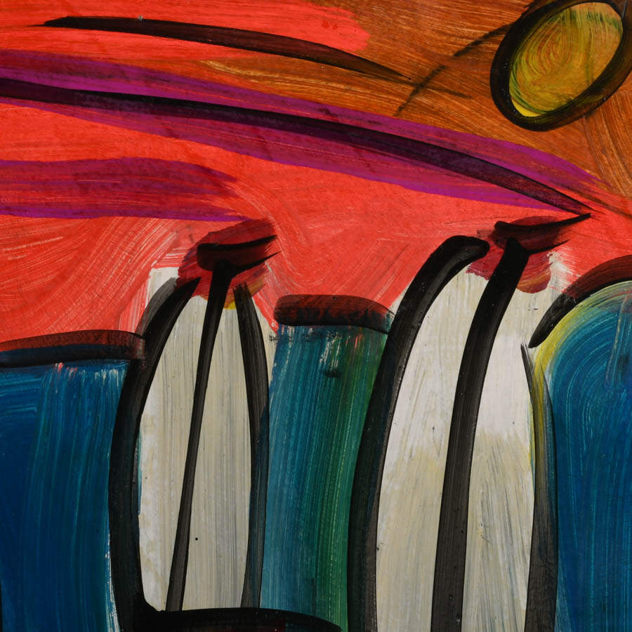 Signed Peter Keil "Ships in the Sunset" Mix Media on Masonite-2