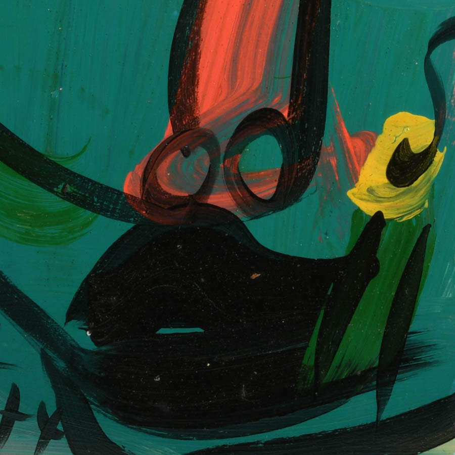Signed Peter Keil "Face in Verdant Motion" Mixed Media on Masonite-3