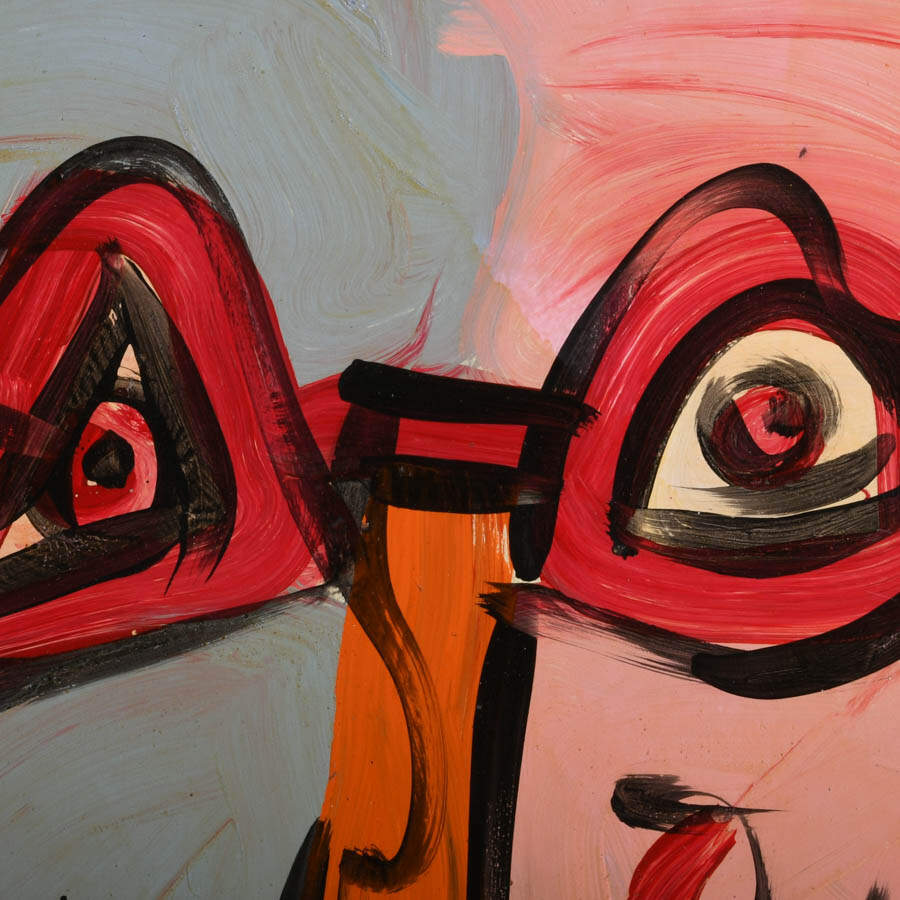 Signed Peter Keil "Peek-a-Boo Portrait" Mix Media on Masonite-2