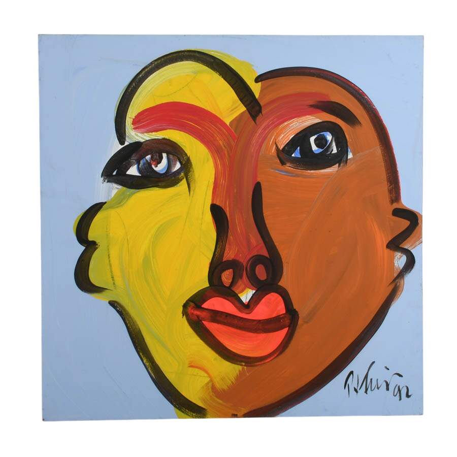 Signed Peter Keil "Sunset Expression" Mixed Media on Masonite-1