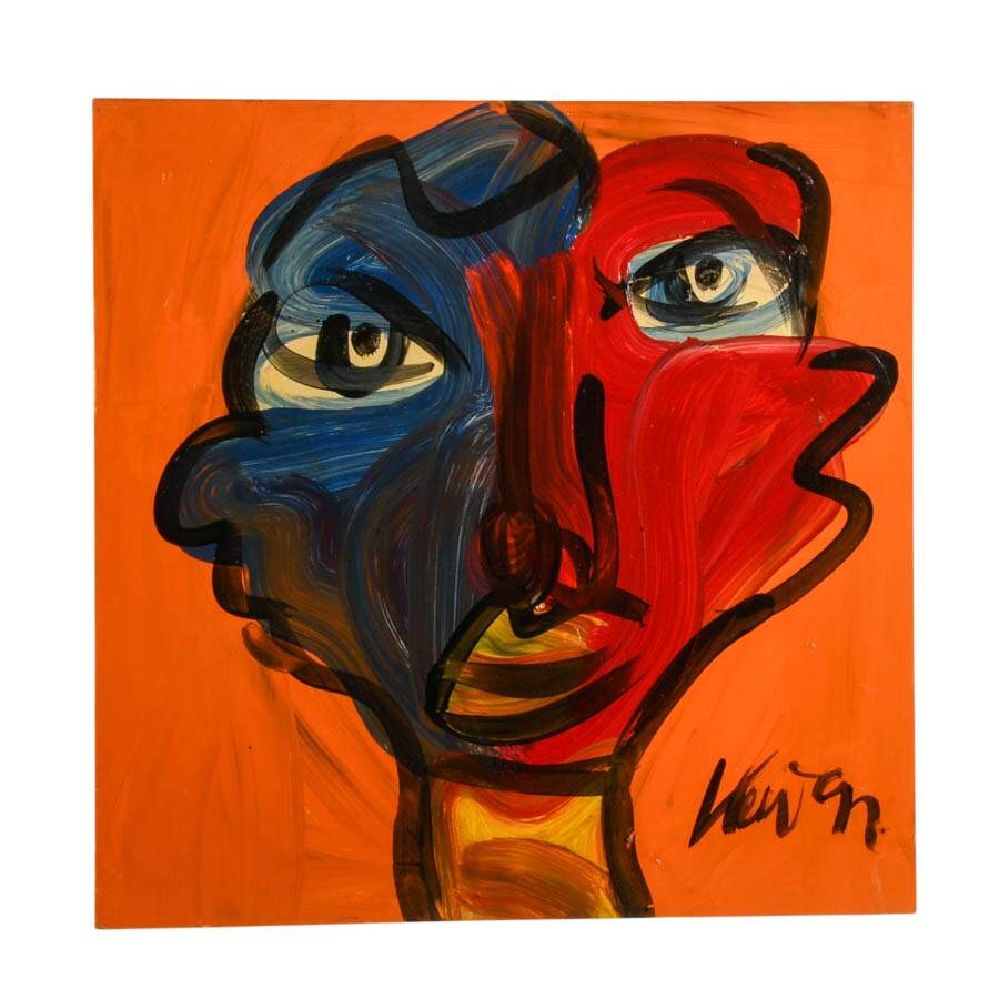Signed Peter Keil "Flames and Shadows of the Soul" Mixed Media on Masonite-1