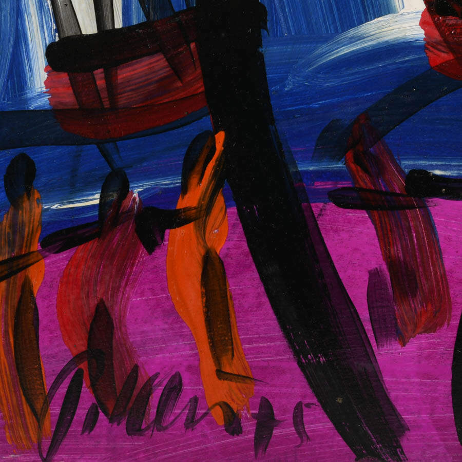 Signed Peter Keil "Colorful Coastline" Mix Media on Masonite-4