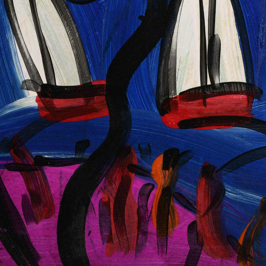Signed Peter Keil "Colorful Coastline" Mix Media on Masonite-3