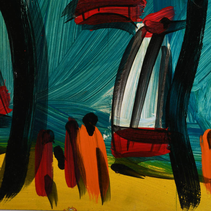 Signed Peter Keil "Scattered Sailboats" Mix Media on Masonite-3