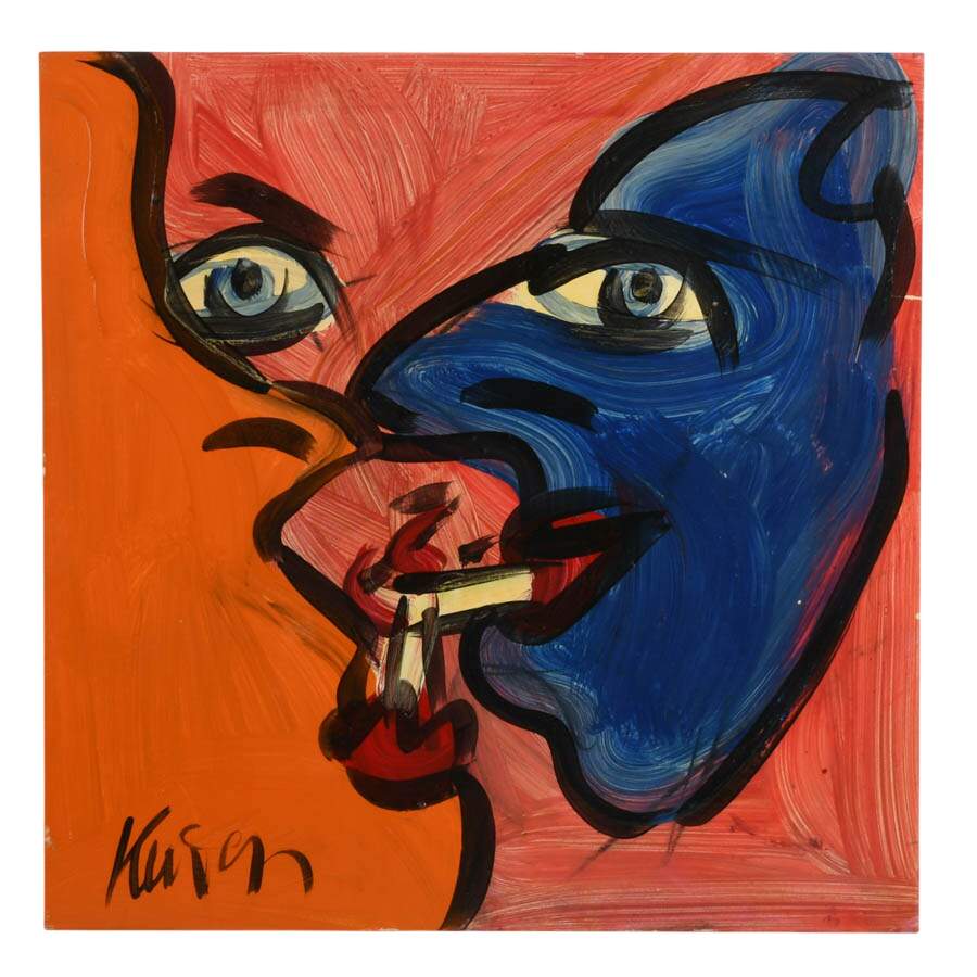 Signed Peter Keil "Cigarettes and Color Blocks" Mixed Media on Masonite-1