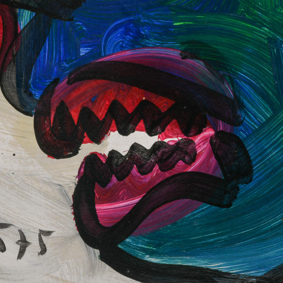 Signed Peter Keil "Clownish Creature" Mixed Media on Masonite-3