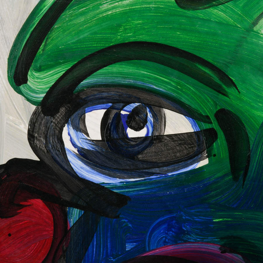 Signed Peter Keil "Clownish Creature" Mixed Media on Masonite-2