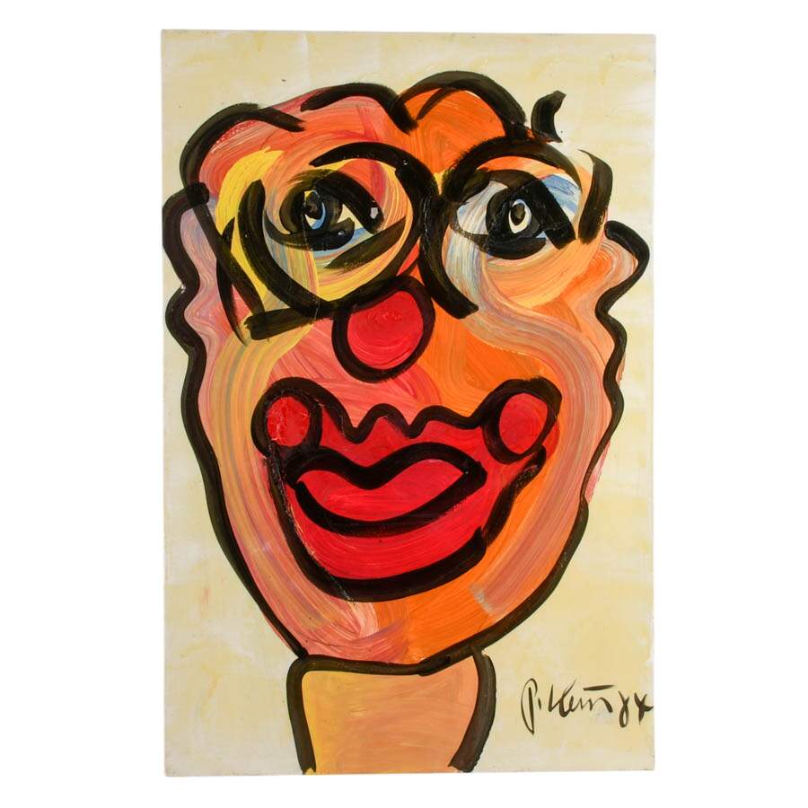 Signed Peter Robert Keil "Untitled" Mix Media on Masonite-1