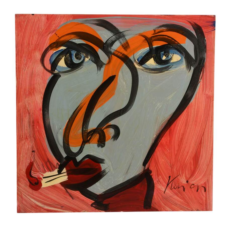 Signed Peter Keil "Contours of Emotion" Mixed Media on Masonite-1