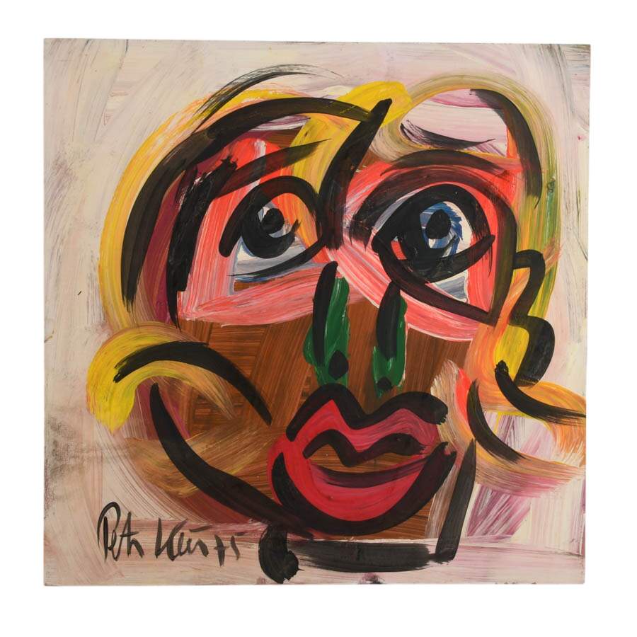 Signed Peter Keil "Untitled, 1975" Mixed Media on Masonite-1