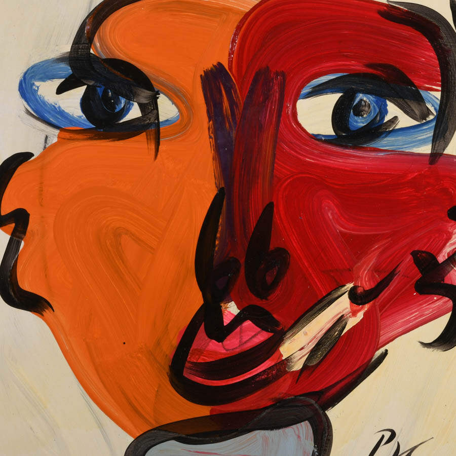Signed Peter Keil "Burning Conversation" Mixed Media on Masonite-2