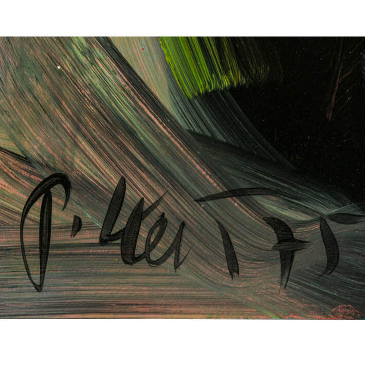 Signed Peter Keil "Portrait in Midnight and Lime" Mixed Media on Masonite-3