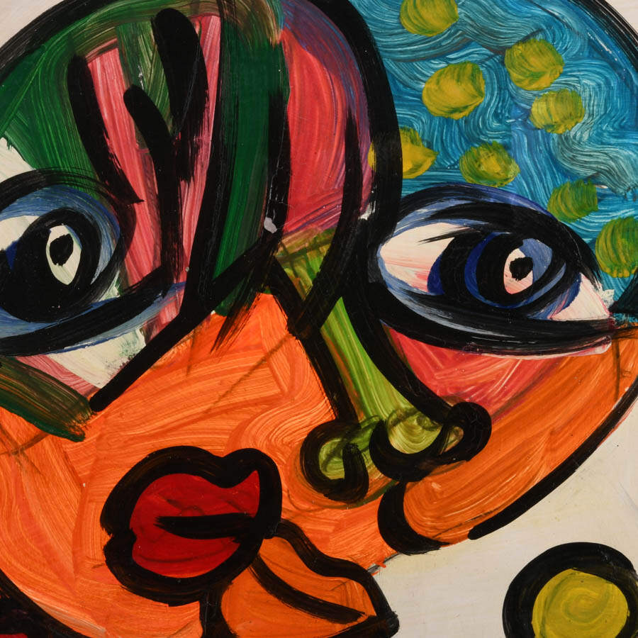 Signed Peter Keil "Facial Fusion" Mixed Media on Masonite-2