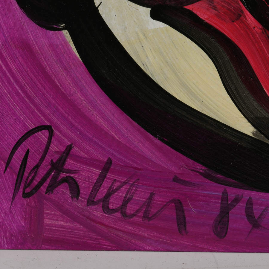 Signed Peter Keil Magenta Clown Portrait Mixed Media on Masonite-3