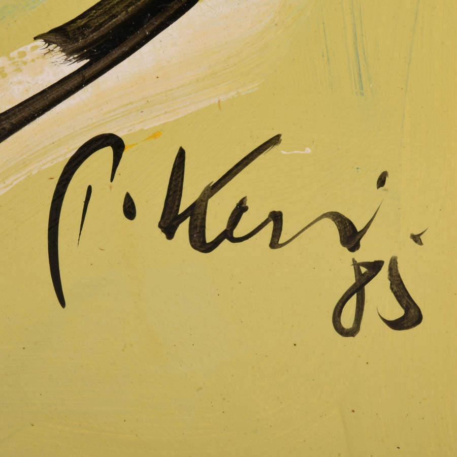Signed Peter Keil "Pablo Picasso, 1985" Mixed Media on Masonite-5