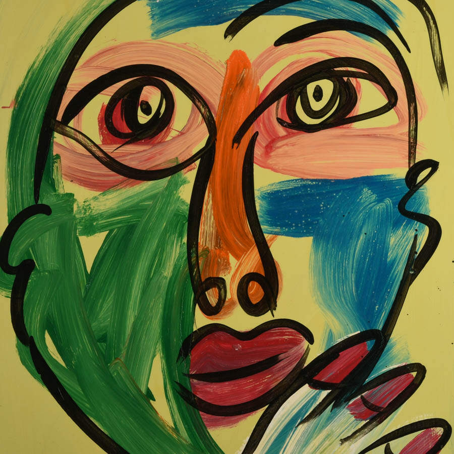 Signed Peter Keil "Pablo Picasso, 1985" Mixed Media on Masonite-2