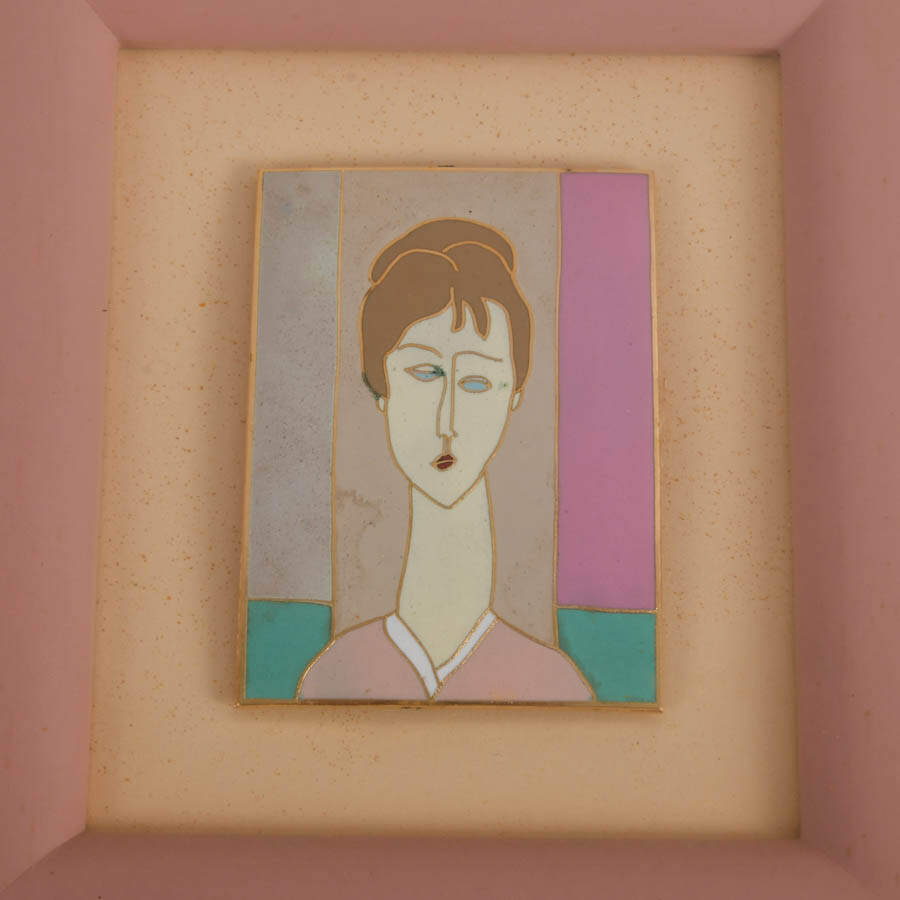 Pair of Framed Mid-Century Ceramic Tile Portraits by Harris G. Strong-7