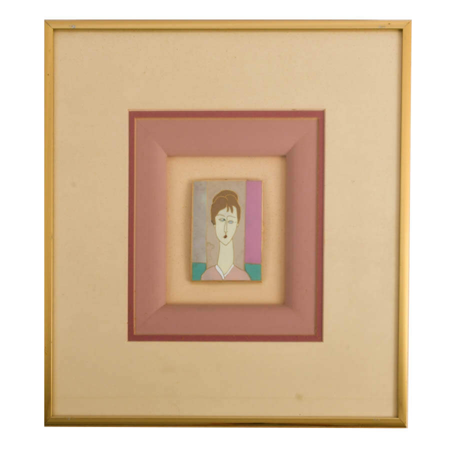 Pair of Framed Mid-Century Ceramic Tile Portraits by Harris G. Strong-6