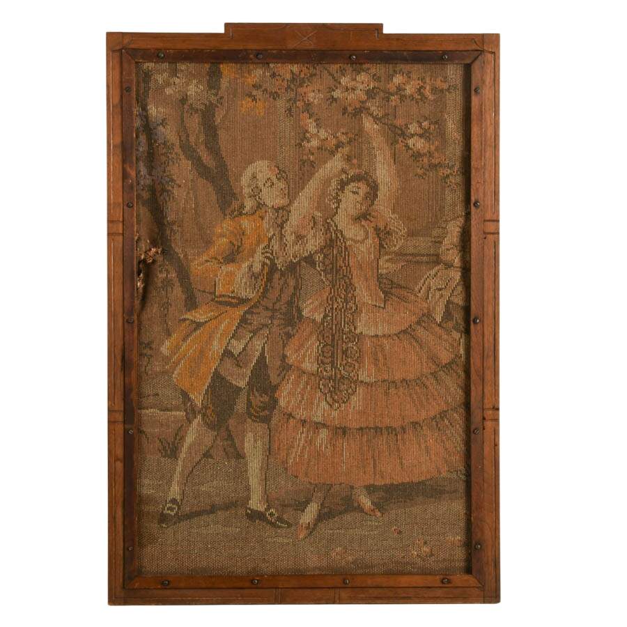 Framed Woven Jacquard Rococo Dancing Scene Tapestry-8
