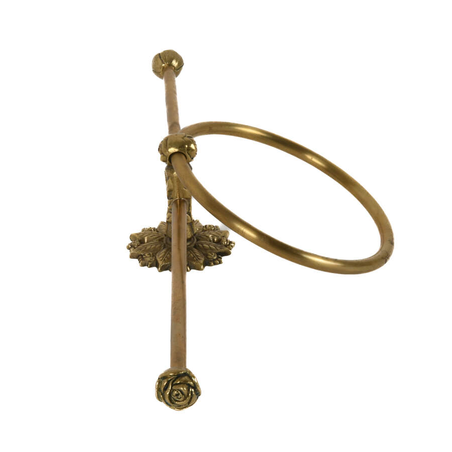 Vintage Sherlee Wagner Lacquered Brass Rose Bud Towel Bar-4