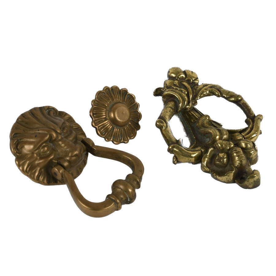 Grouping of Three Brass Architectural Door Knockers-2