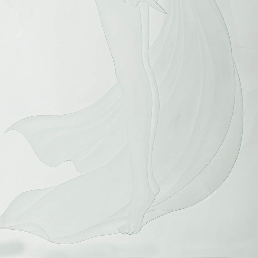 Etched Glass Partial Nude Mural on a Base-3
